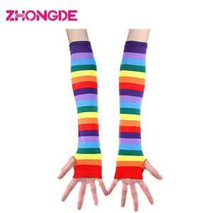 Custom Rainbow Stripe Fingerless Gloves <strong>Arm</strong> <strong>Warmer</strong> - Product Image 3