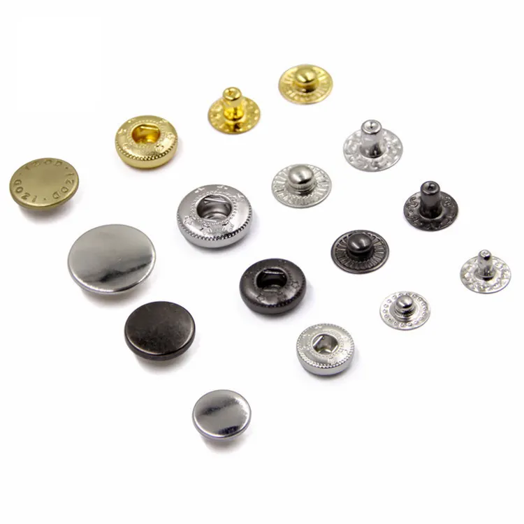 Anel de Metal botões personalizados quatro Peças 9mm 12 mm 20mm de couro Botão de Pressão set snaps botão de metal plana para o vestuário de couro