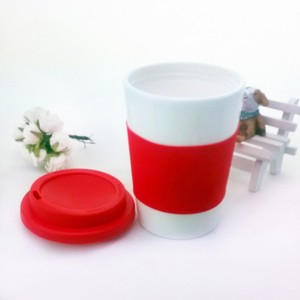 12 oz reutilizables sola pared doble pared taza de café con tapa y cubierta <span class=keywords><strong>del</strong></span> silicio - Product Image 6