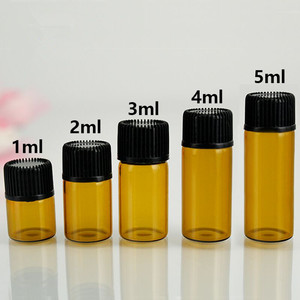 Lọ mẫu nhỏ cho tinh dầu 2ml thủy tinh màu nâu 1ml 3ml Hổ phách rõ ràng 5ml Chai thủy tinh màu xanh nắp vặn giảm tốc cho nhỏ - Product Image 1