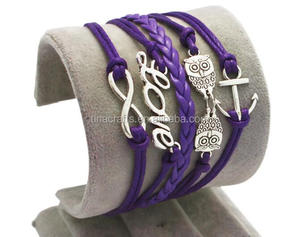 Bracelet de poignet en cuir avec motifs Amour, Ancre et Huit pour les fêtes - Product Image 1