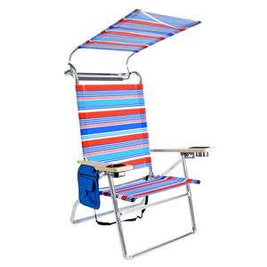 Silla de Playa de Lujo con <span class=keywords><strong>4</strong></span> <span class=keywords><strong>Posiciones</strong></span>, Tumbona de <span class=keywords><strong>Aluminio</strong></span> Plegable para Acampar al Aire Libre, Jardín, Techo Solar, Patio, Playa con Toldo - Product Image 6