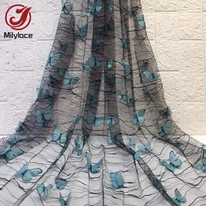 China Super thin nylon warp knitted butterfly lace tulle mesh netting fabric  for bridal lace Manufacture and Factory