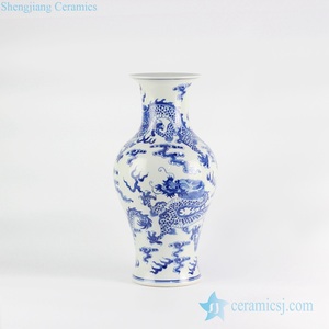 RYLU110 สูงมูลค่า Fish TAIL Shape สีฟ้าและสีขาว Jingdezhen จีนศิลปินวาดรูปแบบ<span class=keywords><strong>มังกร</strong></span>แจกันสำหรับขาย - Product Image 2