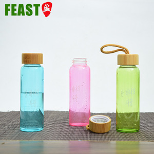 Botella de vidrio de borosilicato de bambú con tapa de madera, botellas de agua respetuosas con el medio ambiente - Product Image 3
