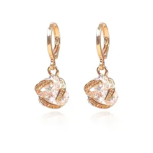 Latest cz hanging earring jewelry,gold plated fancy design hanging earrings woman
