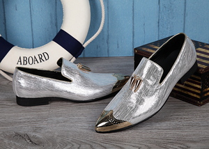 NA040 — chaussures de luxe en cuir véritable <span class=keywords><strong>pour</strong></span> <span class=keywords><strong>homme</strong></span>, souliers formels à bout pointu, brillantes et argentées, <span class=keywords><strong>pour</strong></span> mariage, nouvelle collection italienne - Product Image 3