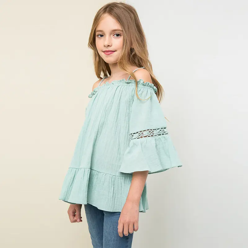 Niño ropa de niña princesa corte parche modelos de blusa sin tirantes de los diferentes tipos de blusa diseño