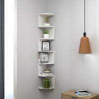 Promotion : Étagère d'angle décorative blanche en MDF de haute qualité en solde – Étagère murale d'angle, bibliothèque d'angle, organisateur d'angle multi-niveaux