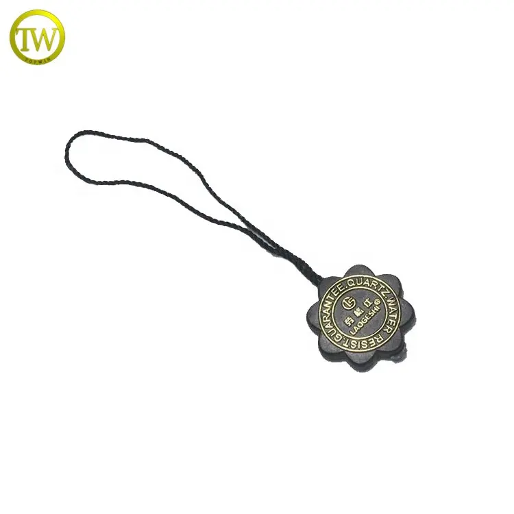 Eco-friendly flower shape custom raised logo seal tag garment plastic hang tag labels