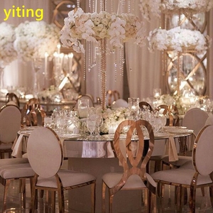 Hiện đại Có Độ Bóng Cao Tỏa Sáng Gương Thủy Tinh hoặc Bằng Đá Cẩm Thạch Trên Bàn Ăn và Ghế cho Đám Cưới indonesia Phong Cách - Product Image 2