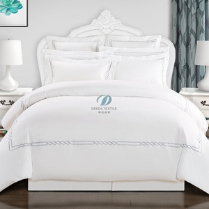 Deeda Chine usine de literie d'hôtel coton 400 fils ensemble de housse de <span class=keywords><strong>couette</strong></span> blanche avec taie d'oreiller - Product Image 2