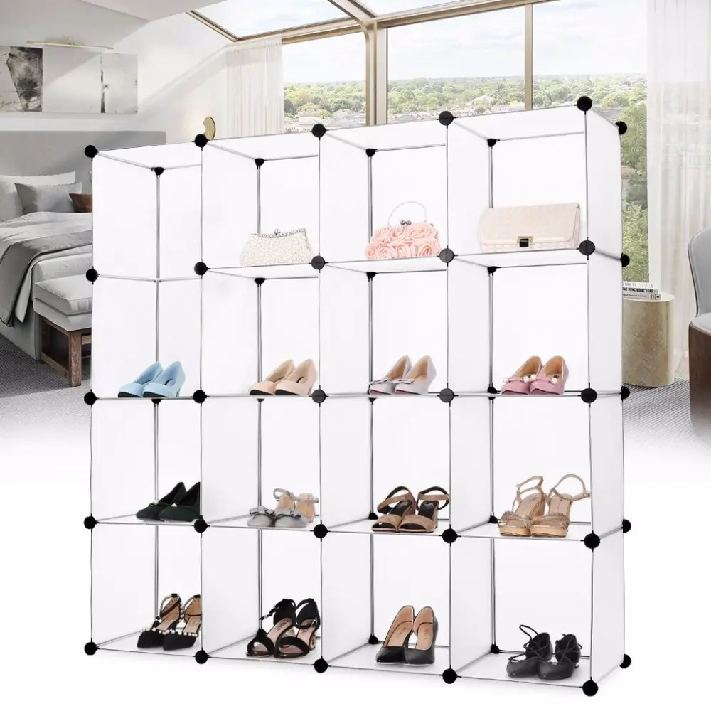 VIVINATURE Modular de almacenamiento organizador de zapatos de pie libre portátil Multi uso de gabinete de plástico con paneles de puerta