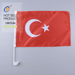 Bandiera Auto Miniatura della Turchia 30x45cm in Poliestere Stampato per Finestrini di Veicoli, Vendita all'Ingrosso - Product Image 1