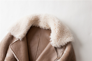 Lungo inverno Più Caldo Tuscana Collare di Lana In Pelle di Pecora Pelliccia <span class=keywords><strong>Shearling</strong></span> <span class=keywords><strong>Cappotto</strong></span>, Pelliccia di Agnello <span class=keywords><strong>Cappotto</strong></span> di Pelle Per Le Donne - Product Image 4