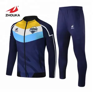 Zhouka ropa deportiva de Amarillo Blanco azul combinación de color chándal para equipo de fútbol club