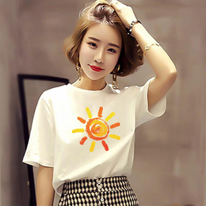 Camisetas para <span class=keywords><strong>mujer</strong></span>, camiseta de talla grande 3XL, camisetas de manga corta con estampado de plumas, camiseta coreana, camisetas Harajuku - Product Image 5