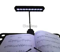 AA de la batería operado de Clip-en 9 LED Lámpara de lectura de la orquesta de música soporte libro luces