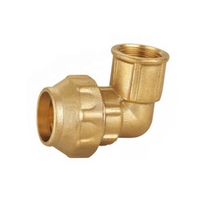 Codo de Compresión de Latón Estilo Español para Tubería PE, Hembra, 90 Grados - Product Image 1