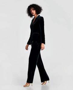Custom Fashion Winter <strong>Ladies</strong> Single Button <strong>Velvet</strong> Blazer <strong>Jacket</strong> for Women - Product Image 3