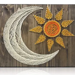 DIY Craft-tastic espuma de madeira mão feita lona lua e estrela string art kits para crianças Adultos meninos meninas