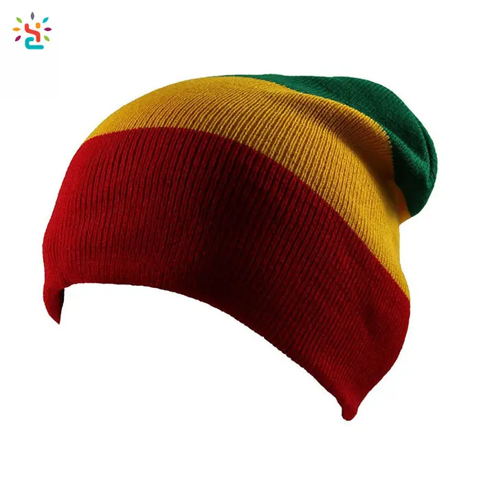 Cappello Rasta giamaicano berretto Slouchy a righe multicolore Gorro reggae cappello rasta gratuito berretto con motivo all'uncinetto
