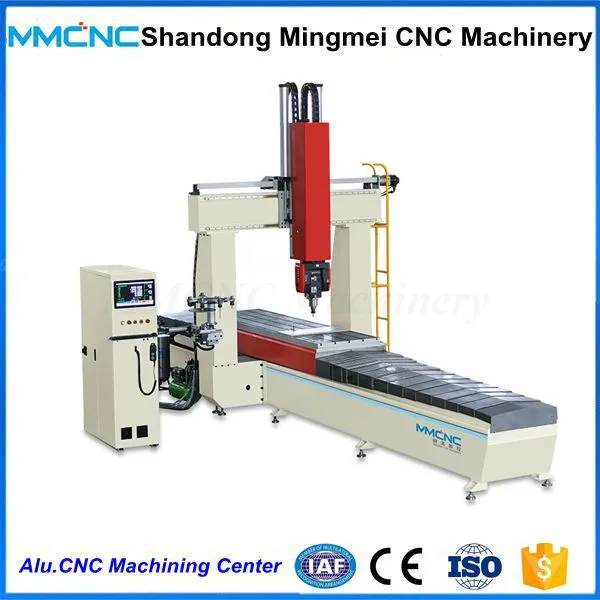 Gantry type horizontal 5 axis cnc machining center for aluminum plastic steel drilling milling