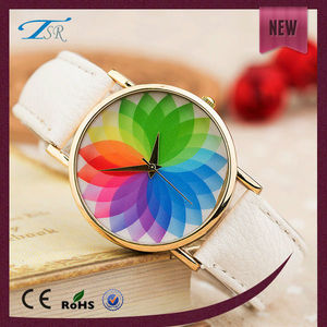 Nueva rayas estilo ginebra marca de relojes, cuero ginebra relojes de colores con japón movt - Product Image 1