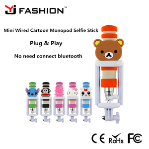 <span class=keywords><strong>2017</strong></span> Regalo de La Promoción hola gatito mini Plegable wired autofoto palillo Monopod autofoto palillo colorido de la historieta - Product Image 1