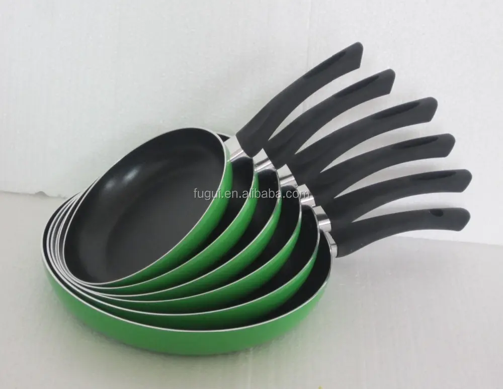 Sartén antiadherente prensada con pintura verde de aluminio, utensilio de cocina antiadherente, 18-36CM, oferta barata