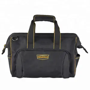 Large capacity close top wide mouth storage tote tool bag with adjustable shoulder strap