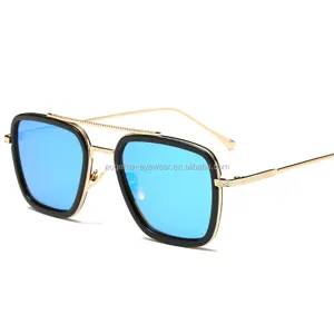 EUGENIA-gafas de sol de hierro para hombre, lentes azules a la moda, último estilo