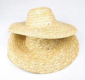 Rural natural color wheat straw hat farmer big straw hat sun visor