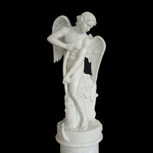 Mitología occidental jardín mano de mármol tallado Ángel color figura estatua - Product Image 1