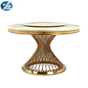 Modern Stainless Steel Rotatable Coffee Table With Marble Top 1419