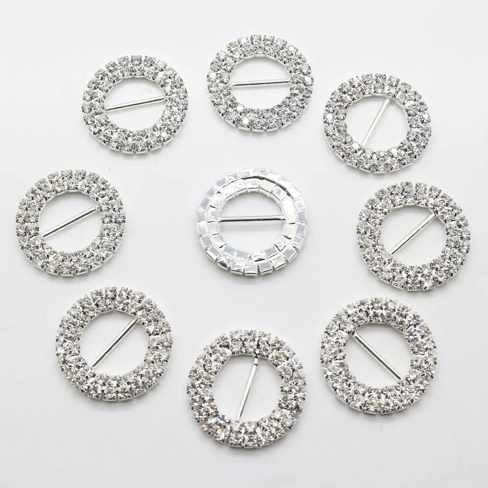 25mm ronda Rhinestone buckles deslizante hebillas