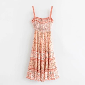 <strong>Women</strong> New Style Wholesale Dresses Bohemia Style Floral Print Wide Hem Vacation <strong>Boho</strong> Dress - Product Image 2