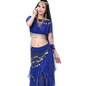 Trajes de cinco piezas de lentejuelas, trajes de actuación de danza del vientre Oriental/árabe con cinturón - Product Image 4