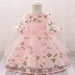 Hot Sale New Design Baby Girls Dress Boutique Kids Clothing Cotton Flower Children Clothes L5015XZ