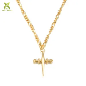 Wholesale Fashion Simple 18k Gold Jesus Religious Cross corrente de ouro 18k Pendant Necklace