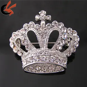 Pin de broche de diamantes de imitación de cristal de ramo de novia de corona real Vintage