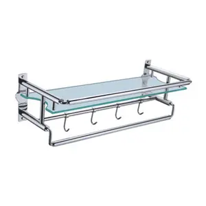 Estante de <span class=keywords><strong>baño</strong></span> de vidrio y acero inoxidable sobre el inodoro - Product Image 1