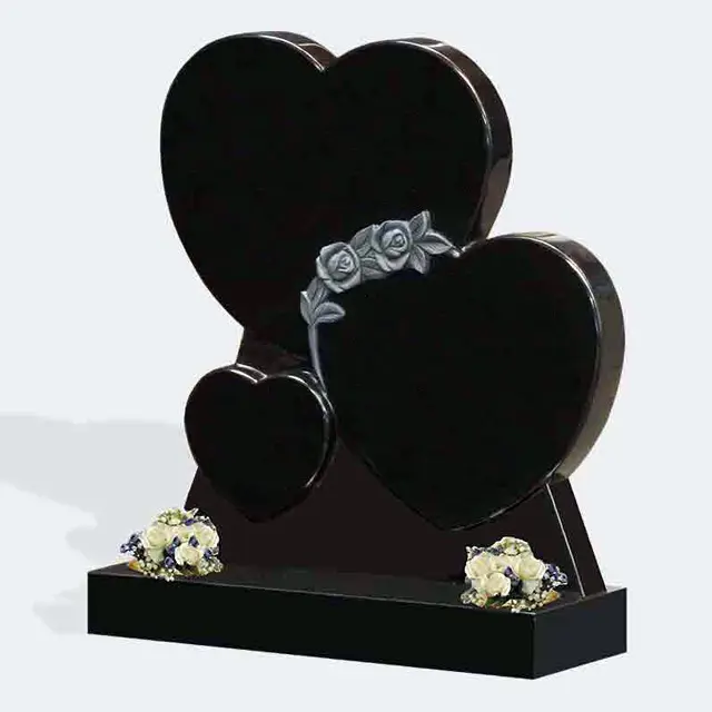 Pierre en granit noire, 1 pièce, en forme de cœur, pierres précieuses commémoratives