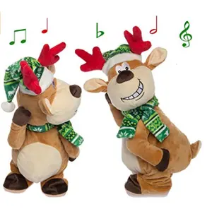 Singing Dancing Naughty Plüsch Rentier Ornament Spielzeug/Gefüllte Plüsch Elektronische Weihnachten Rentier Dekorationen Spielzeug