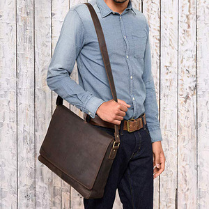 Serviette en cuir pour hommes et femmes, classique, cartable pour ordinateur portable, sac de bureau, pour l'école - Product Image 6