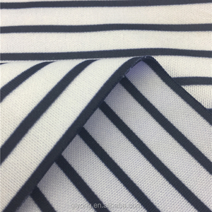 China fábrica al por mayor 100% poliéster punto teñido rayas blanco y negro Interlock tela de <span class=keywords><strong>buceo</strong></span> para la señora Pantalones - Product Image 4