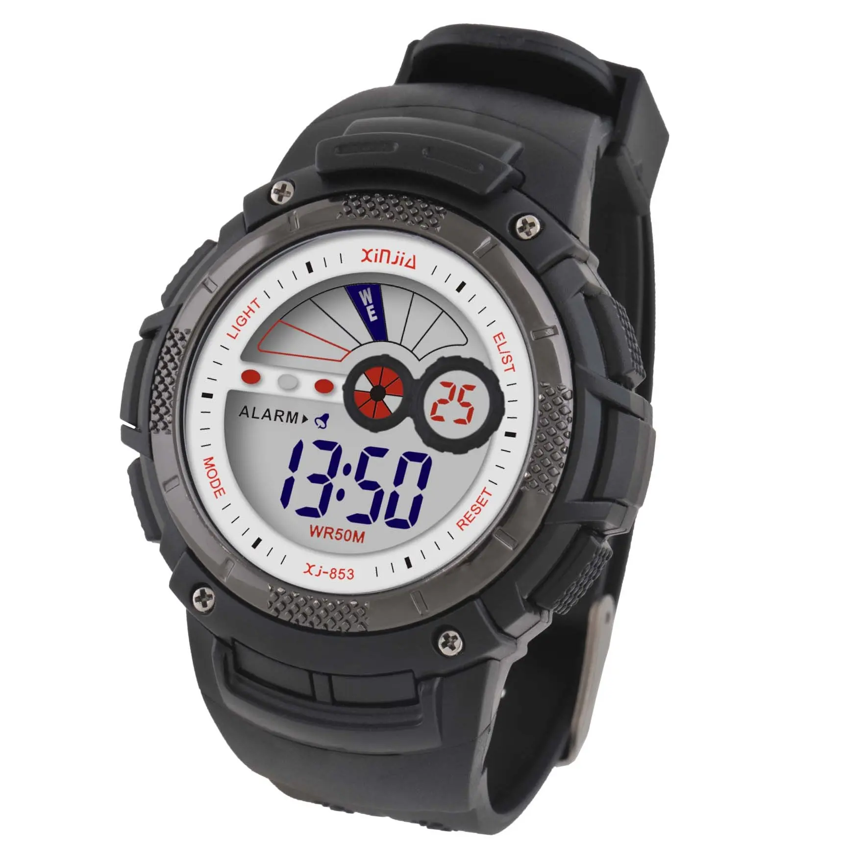 LED Sport XINJIA TPU Strap Stopwatch EL Backlight Alarm Cycling Fashion 5 ATM Waterproof Men Digital Watch gift