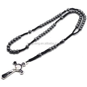 <span class=keywords><strong>Venta</strong></span> caliente cuerda trenzado cuentas de hematita collar <span class=keywords><strong>Rosario</strong></span> Católico para la <span class=keywords><strong>venta</strong></span> al por menor - Product Image 2