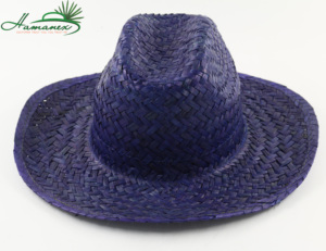 หมวกหญ้าทะเลสีฟ้าปรับแต่งได้แบบไม่ซ้ำใครสไตล์คาวบอยถักลายต้นปาล์มฟาง - Product Image 2