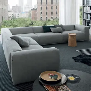 L Shaped Sofa Set Room Furniture Home Furniture Latest Fabric Living Room Modern Designs for Leisure European Style as Photo